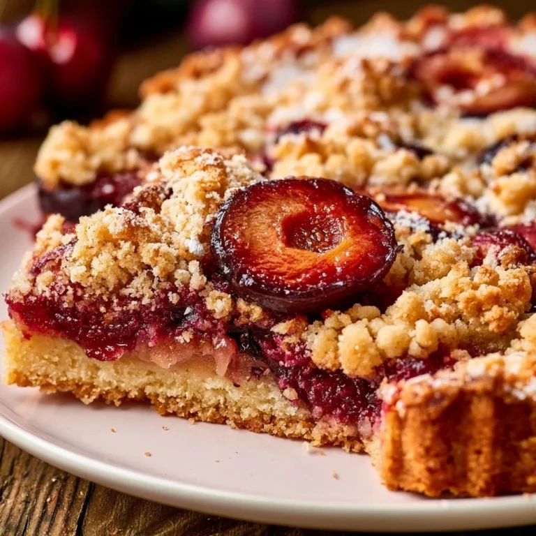 Saftiger Zwetschgendatschi mit Streusel auf einem Blech